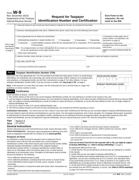 Pdf Form W 9 Request For Taxpayer Identification Number · Request For Taxpayer