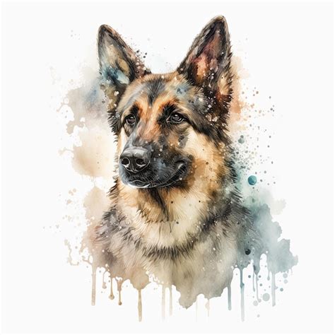 Premium AI Image | Watercolor painting of german shepherd