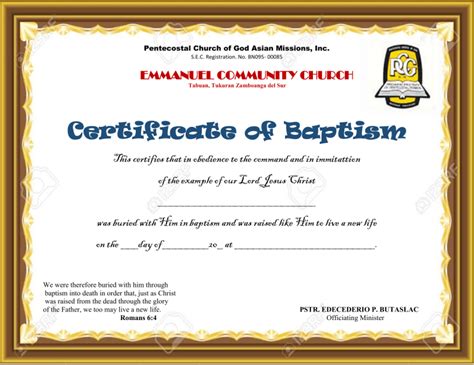 baptismal certificate