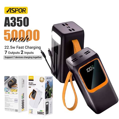 Aspor A350 50000mAh Fast Charging With Built In Flashlight Power Bank