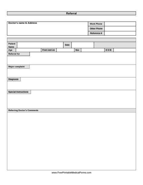 Printable Blank Referral Form