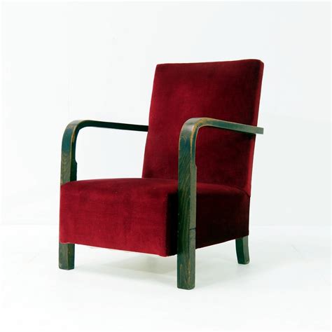 1930s Red Velvet Art Deco Chair 193917