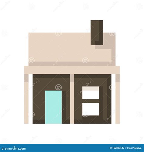 Pixel House Isolated On White Background Graphics For Games 8 Bit