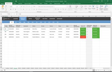 Planilha De Ordem De Servi O Em Excel Planilhas Prontas