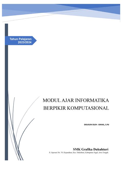 Modul Ajar Jaringan Komputer Dan Internet Tahun Pelajaran Smk