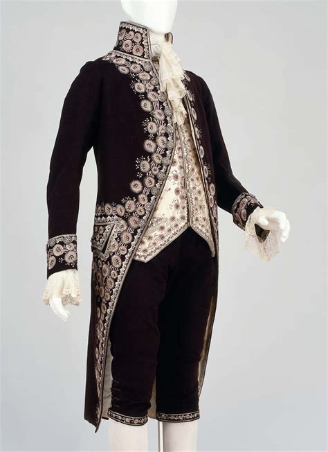 Broadcloth Court Suit Embroidered With Plum Colored And White Silk And