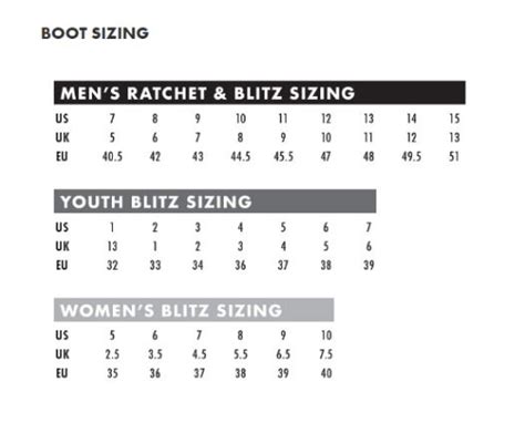 Thor Youth MX boot sizing chart | MOTODOMAINS