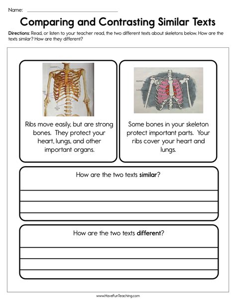 Compare And Contrast Texts Printable