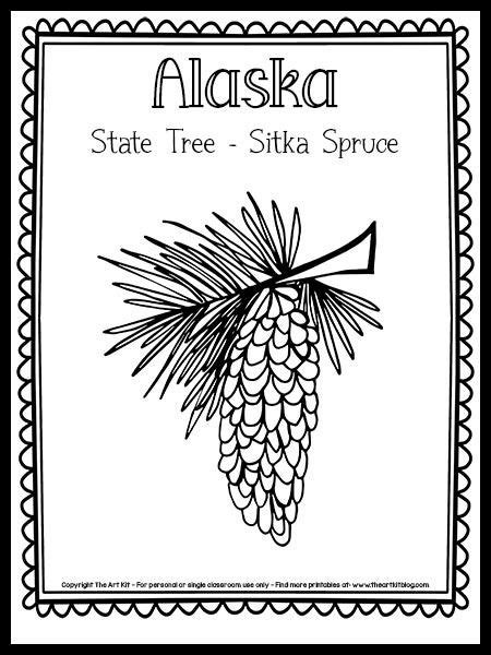 Alaska State Tree Coloring Page (The Sitka Tree) {FREE Printable!} | Tree coloring page ...