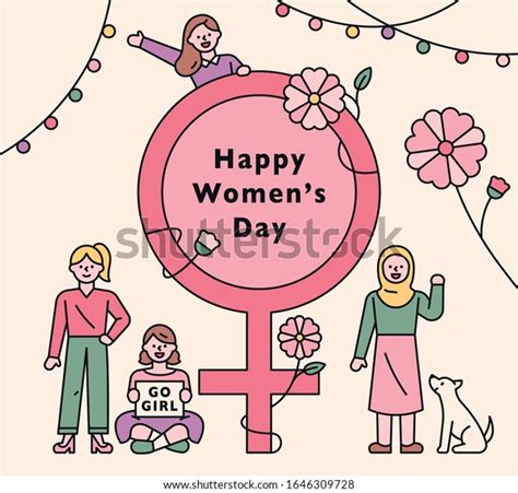 Women Celebrating International Womens Day Poster Stock Vector Royalty