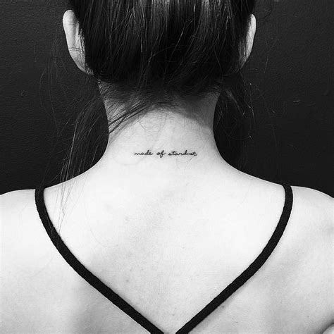 Behind The Neck Is A Perfect Place For A Short Quote Word Neck Tattoos