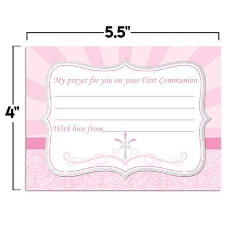 Pink First Holy Communion Prayer Cards Amanda Creation