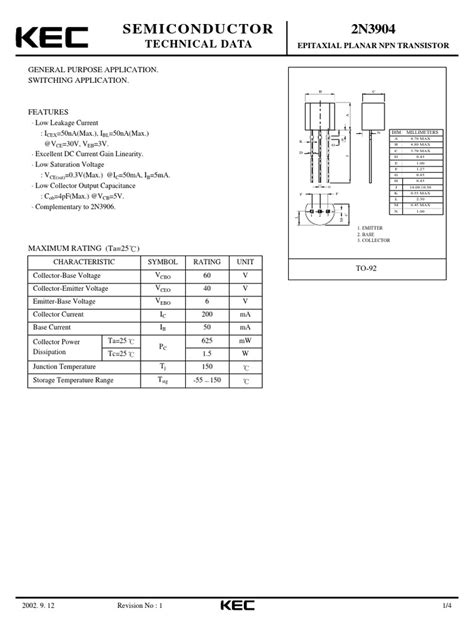 Semiconductor 2n3904 Technical Data Pdf Bipolar Junction