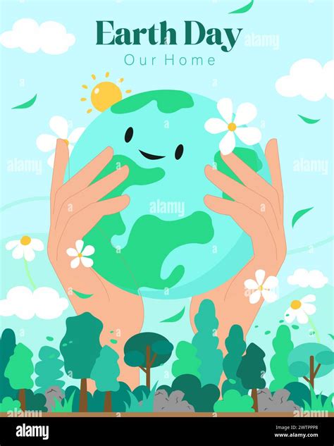 Happy Earth Day Hands Holding Cute Earth For Prints Flyers Covers