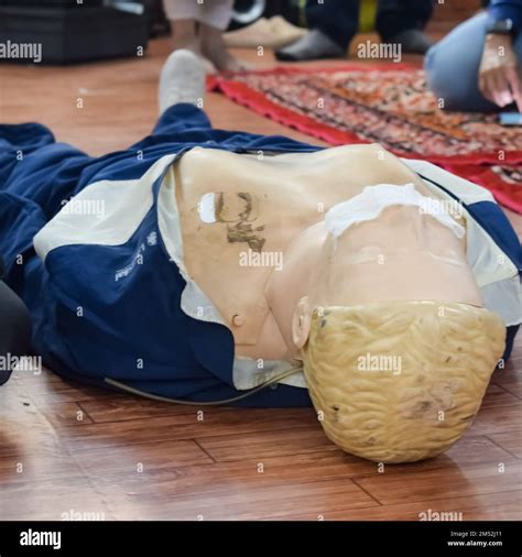 Human Dummy Lies On The Floor During First Aid Training