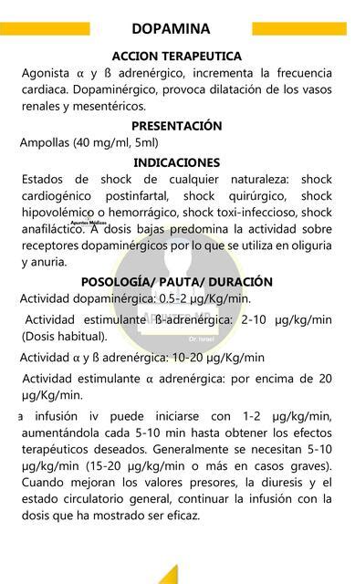 Dopamina Farmacología Apuntes Médicos Diego Israel Tipan MD uDocz