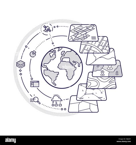 Vector Illustration Of GIS Spatial Data Layers Concept For Business