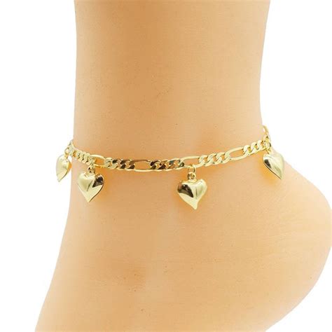 14k Gold Filled Anklet Bracelet With Hearts 10 Inch Etsy