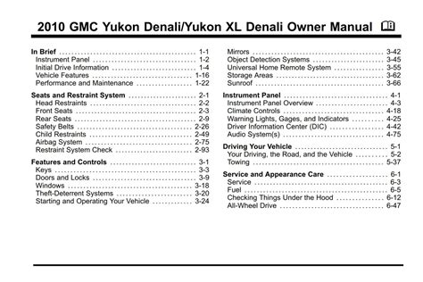 PDF ONLINE GMC Yukon Denali Yukon XL Denali 2010 Owners Manual