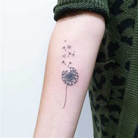 Small Black Dandelion With Hearts Tattoo Next Luxury