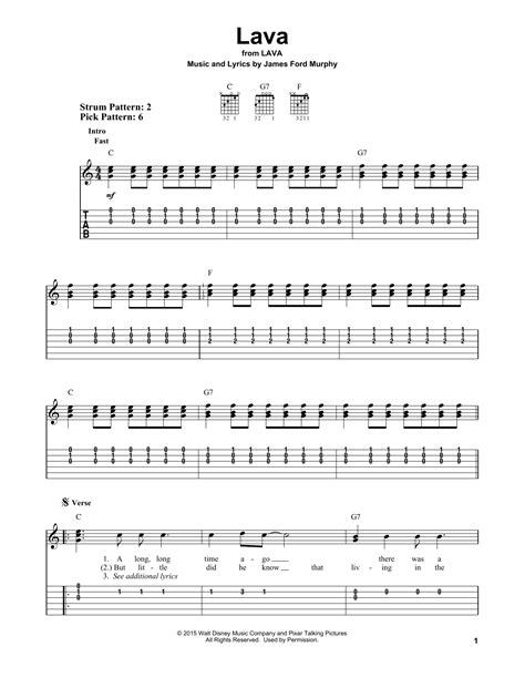 Lava From Lava By James Ford Murphy Sheet Music For Easy Guitar Tab At Sheet Music Direct