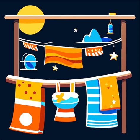 Premium Vector Bath Beach Kitchen Towels Hanging Set Cartoon Vector