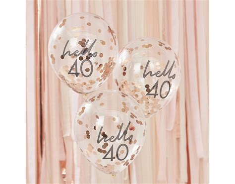 Rose Gold Konfetti gefüllt Hallo 40 Luftballons Partywinkel