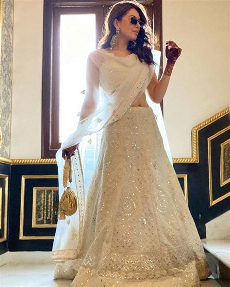 Hansika Motwani In A White Lehenga At Her Brother S Wedding Celebrations