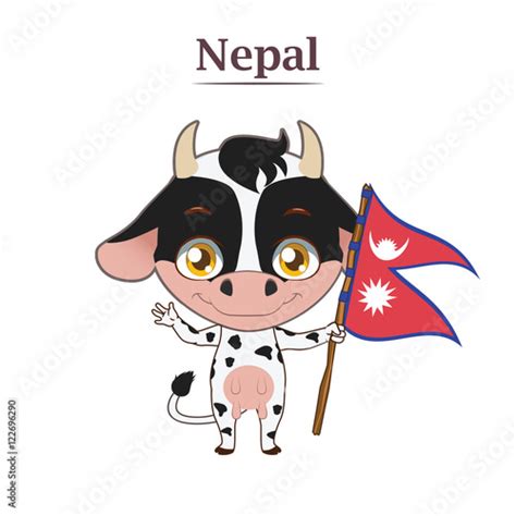 National animal cow with Nepalese flag - Buy this stock vector and ...