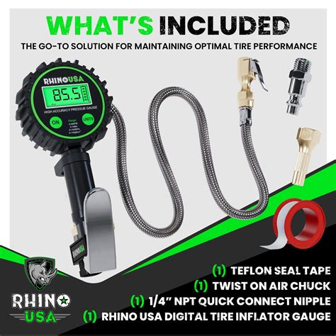 Rhino Usa Digital Tire Inflator With Pressure Gauge 0 200 Psi Ansi