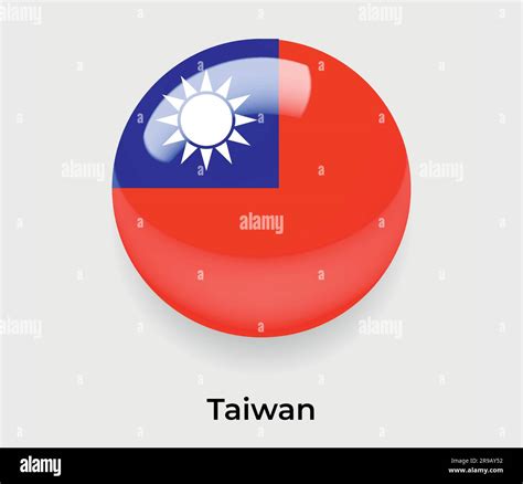 Taiwan Glossy Flag Bubble Circle Round Shape Icon Vector Illustration