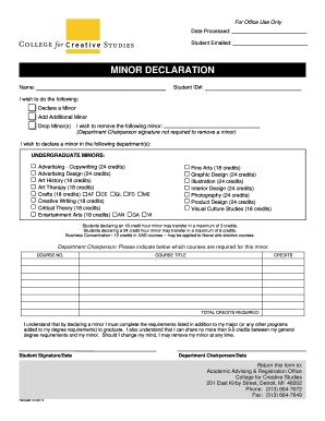 Fillable Online MINOR DECLARATION FORM 14 15 Fax Email Print PdfFiller