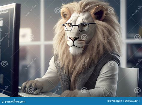 Anthropomorphic White Male Goat Dressed In A Business Suit In The Style