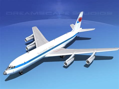 Boeing 707 320 Trans Global Airlines 3D Model 89 3ds Dwg Dxf Lwo