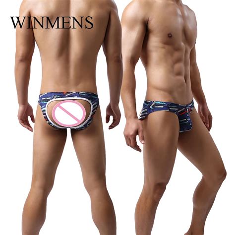 Men S Sexy Open Back Briefs Underwear Cartoon Print Sissy Funny Backless Jockstraps Panties Gay