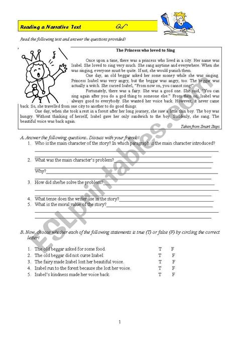 Reading Narrative Texts Esl Worksheet By Frankyan