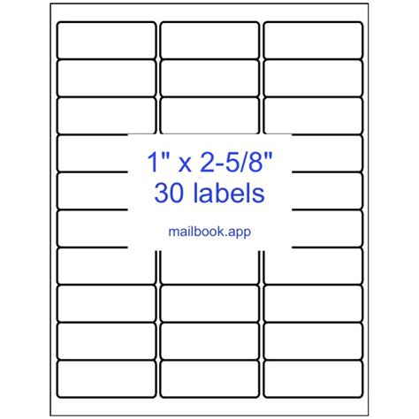 Label template compatible with Avery® 5160® Address Labels - Mailbook