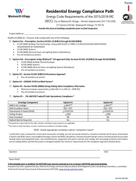 Fillable Online Residential Energy Code Compliance Fax Email Print