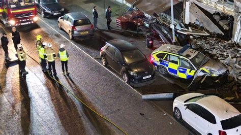 Bradford Police Car Crash Causes Damage To Row Of Buildings Bbc News