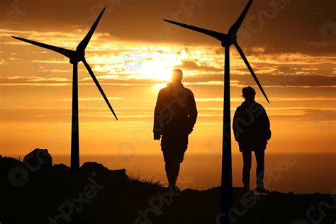 Wind turbine on the sunset - stock photo 24089 | Crushpixel