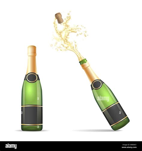 Champagne Bottle Isolated Vector Bottles Of Champagne Closed And With