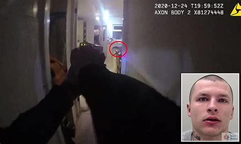 Moment Knife Wielding Burglar Is Tasered By Police After He Forced His