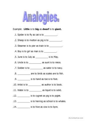 28 Analog English ESL Worksheets Pdf Doc