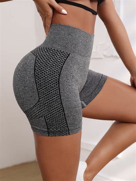 Yoga Basic Seamless Scrunch Butt Wideband Waist Sports Shorts Shein Usa