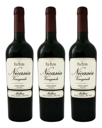 Vino Nicasia Malbec Red Blend 750 Ml Catena Zapata Pack X3