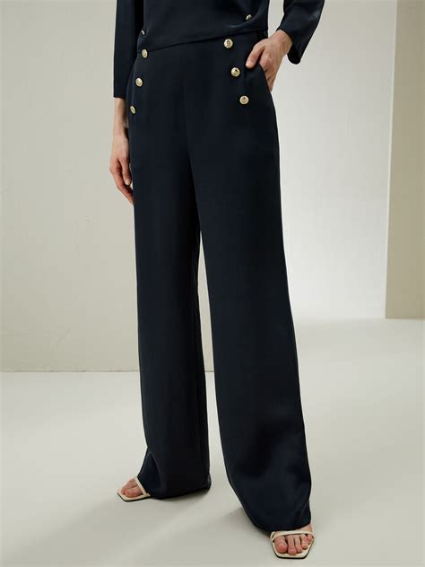 Dubrovnik Button Front Wide Leg Silk Trousers