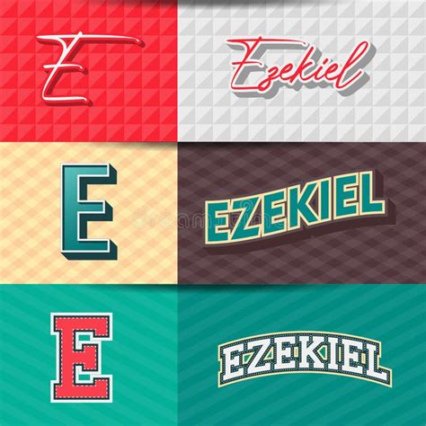 Male Nameezekiel In Various Retro Graphic Design Elements Set Of