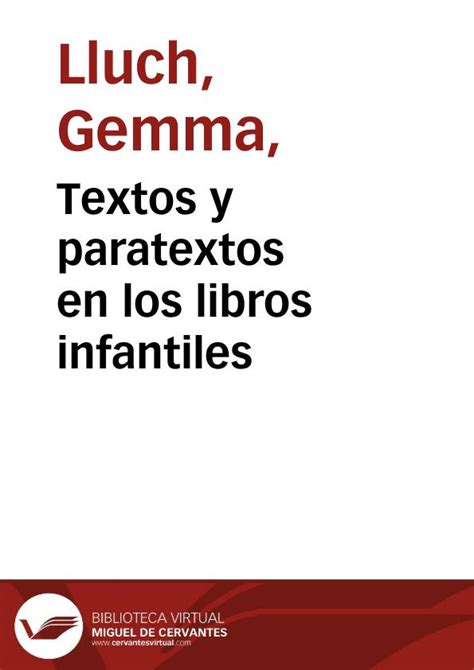 Textos Y Paratextos En Los Libros Infantiles Gemma Lluch Crespo