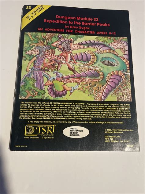 Advanced Dungeons And Dragons D D Module S3 Expedition To The Barrier