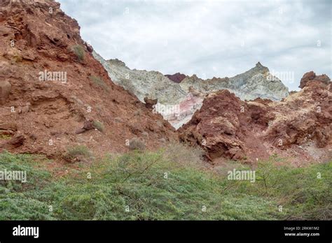 Salines mountains. halite deposins. Thin vegetation. Volcanic origin ...